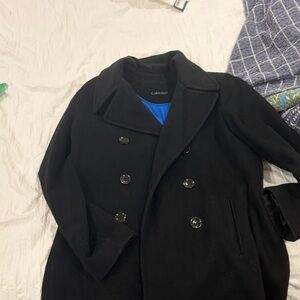 Calvin Klein Double-Breasted Black Coat